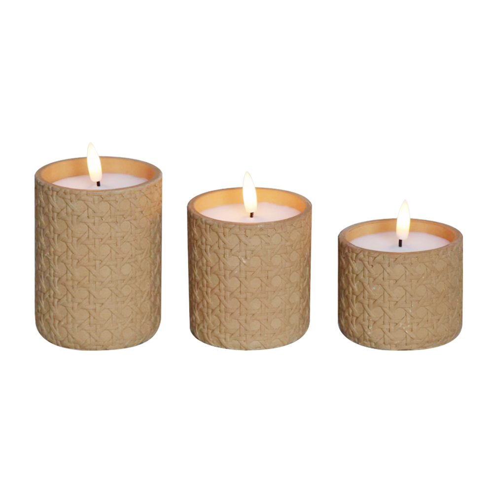 LED realistisk flammebatteri cement 3d wick stearinlys