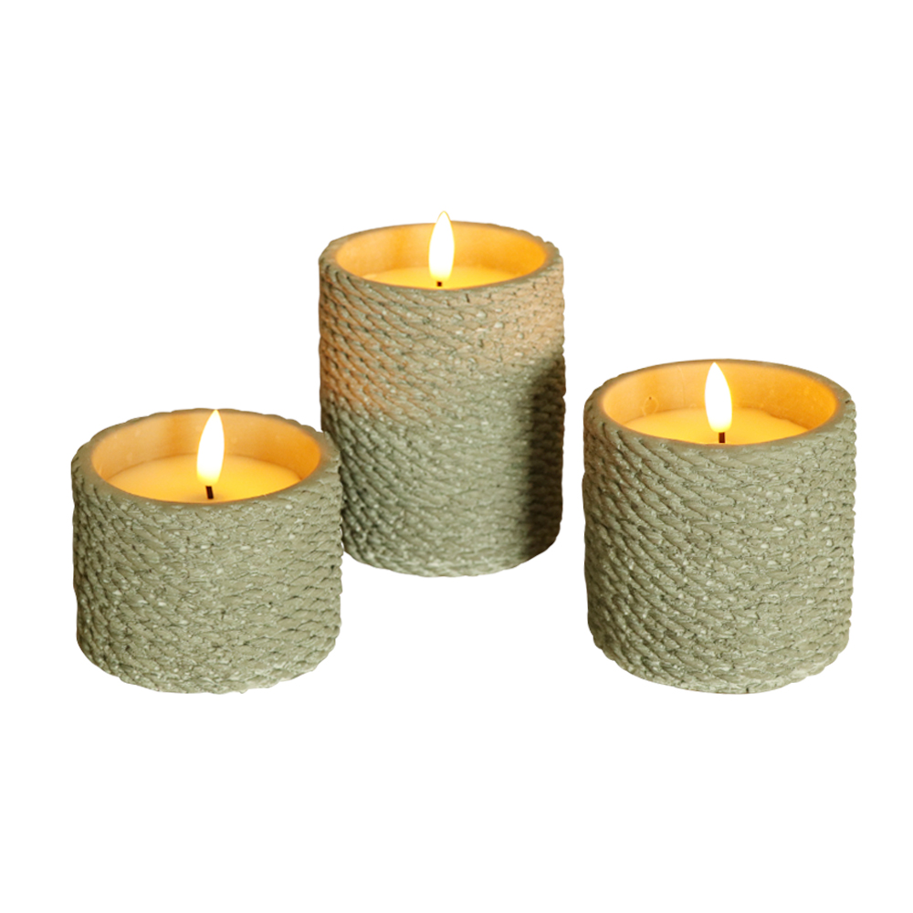 LED cylindrisk cement 3d wick voks lys