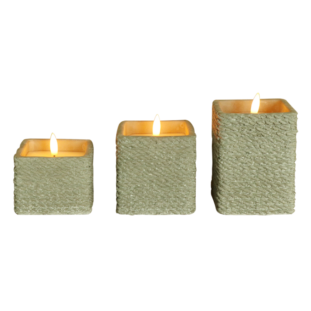 LED 3D Wick Flameless Candle med fjernbetjening til boligindretning