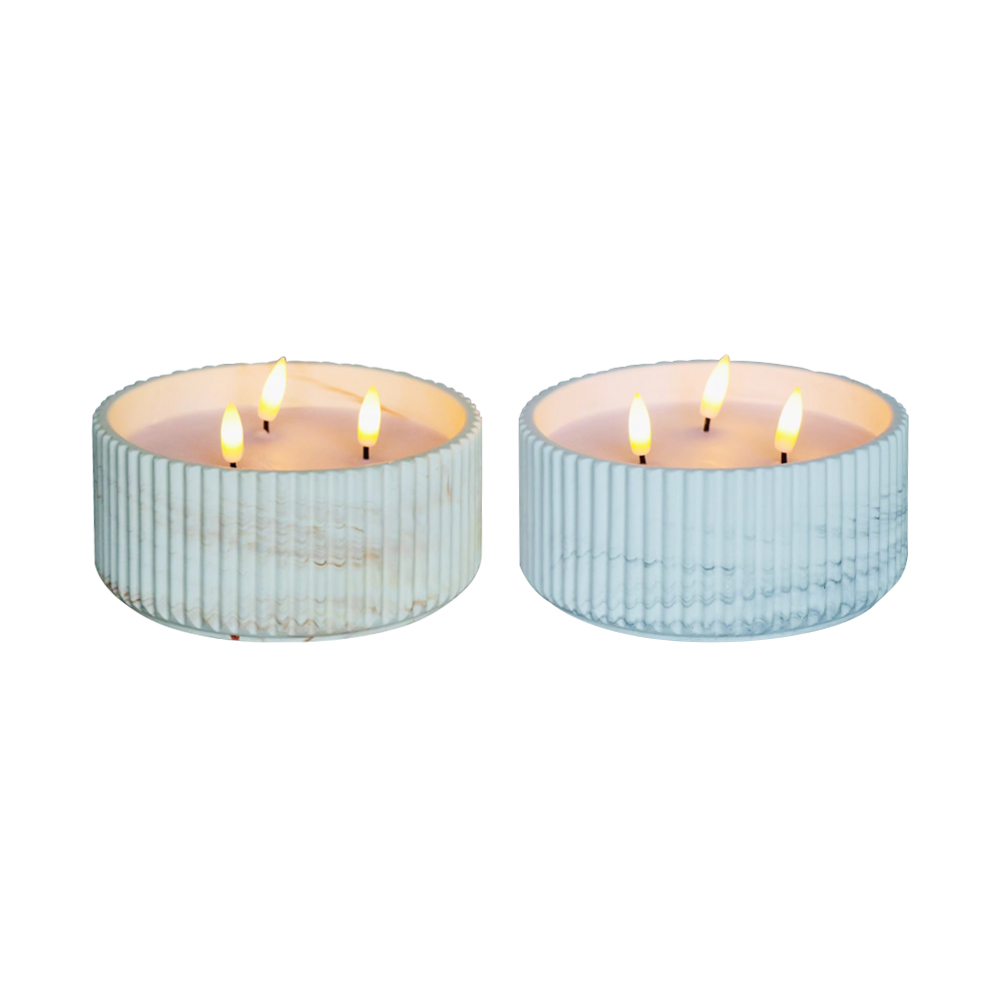 LED cement 3D Wick Candle med hård stribeoverflade
