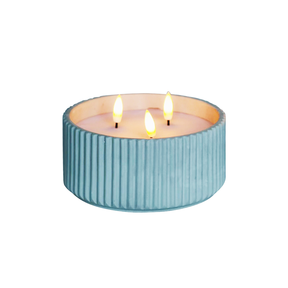 LED cement 3D Wick Candle med hård stribeoverflade