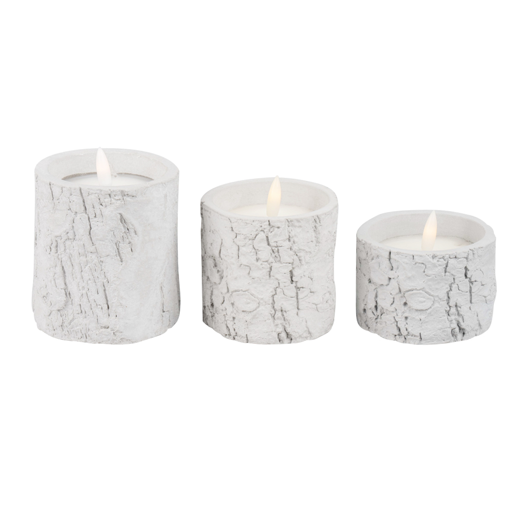 LED Flameless 3D Cement Real Wax Battery Drevet stearinlys