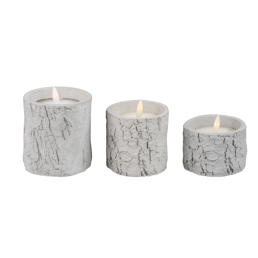 LED Flameless 3D Cement Real Wax Battery Drevet stearinlys