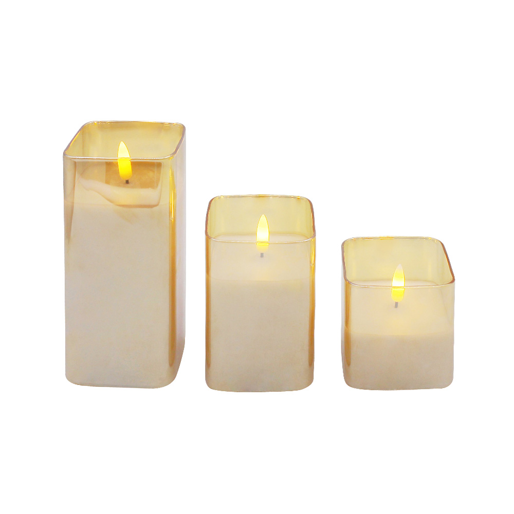 Glasrør 3D Wick LED PILLAR CANDLE LAMP