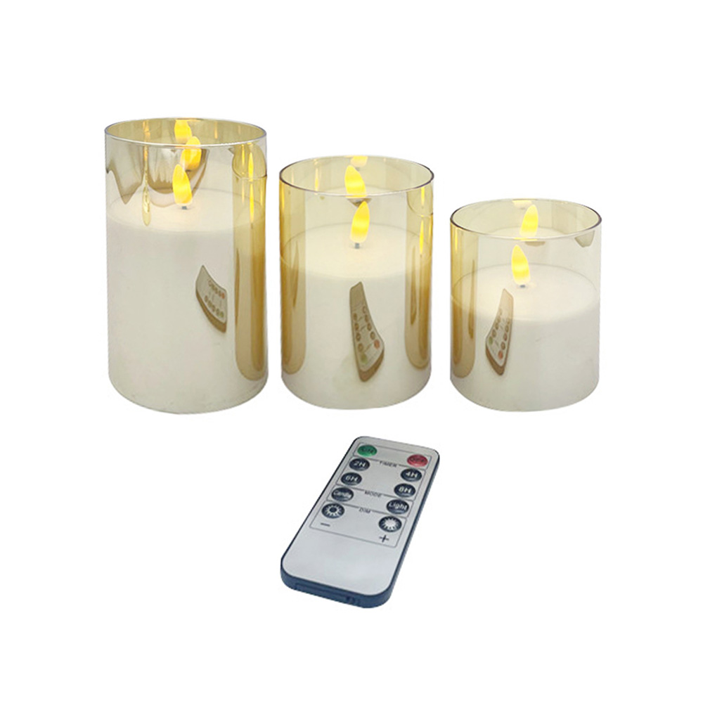 Golden Glass Flickering Flameless LED PILAR CELEST